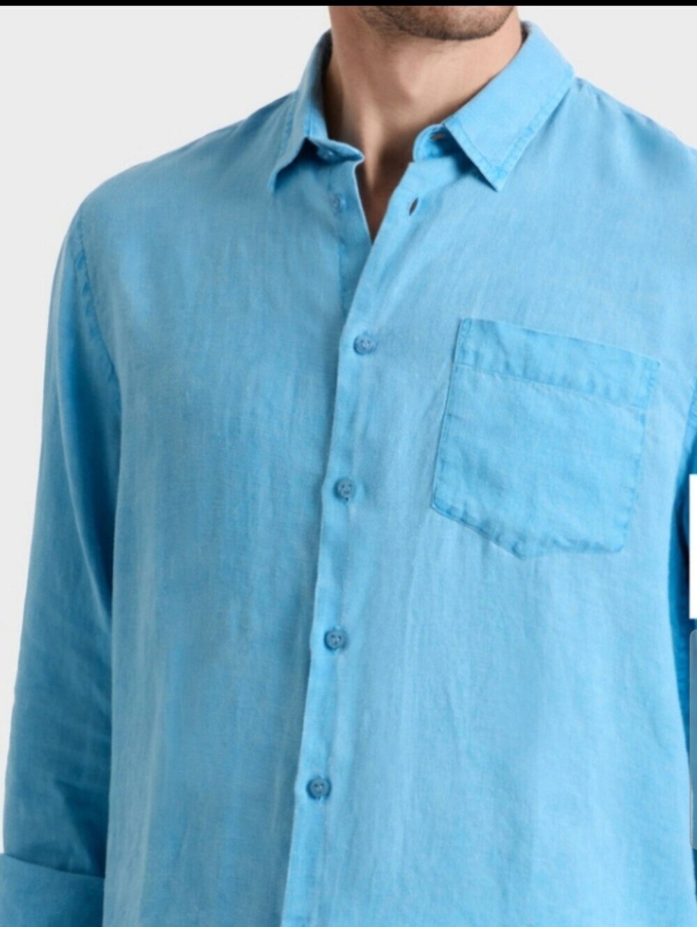 DEA made in Italy mens Gorgeous Sky blue linen Breathable Long sleeve shirt 2X